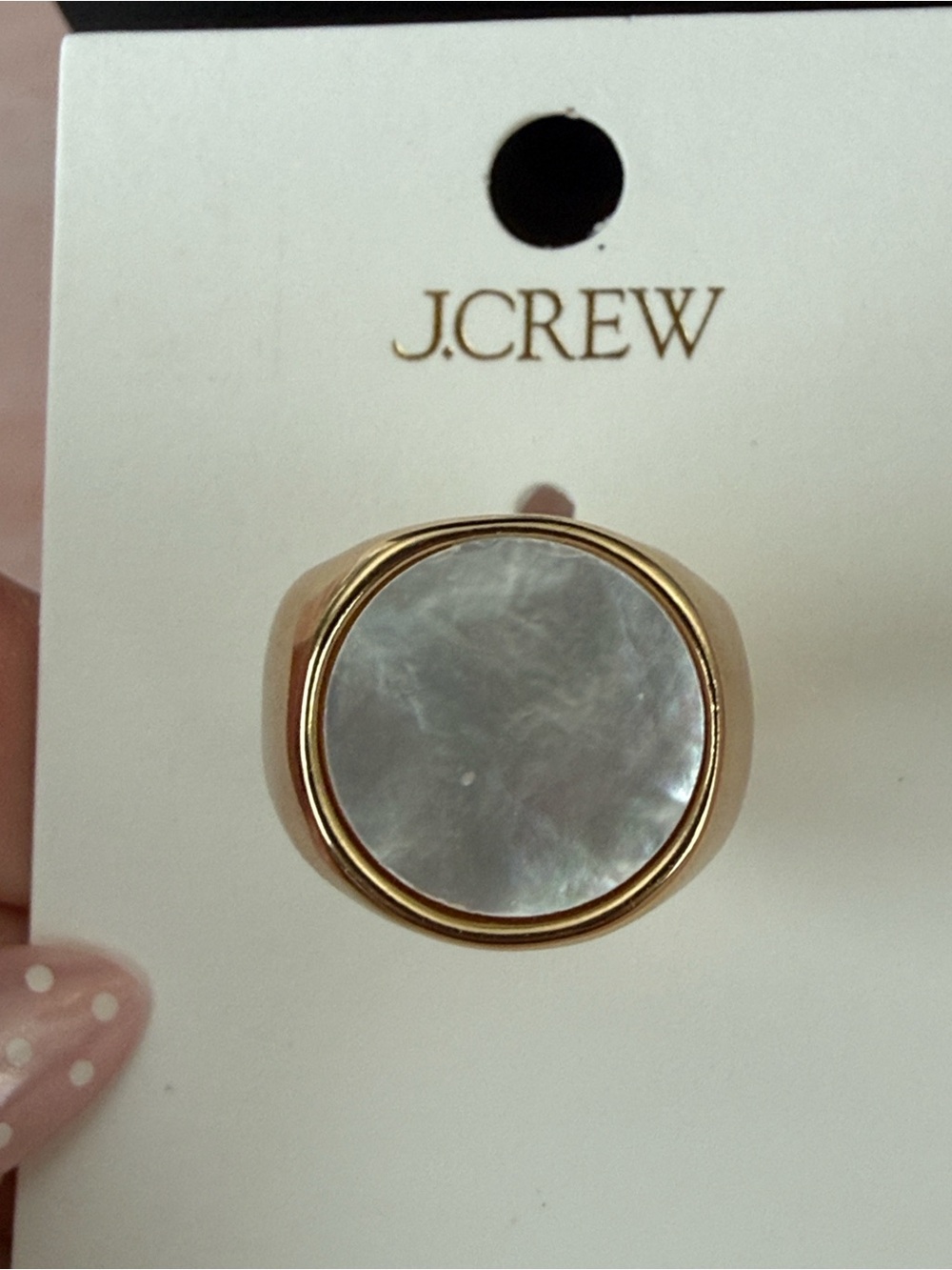 J.Crew | Gold Ring with Mother-of-Pearl Inlay | Size 7 - Picture 3 of 3